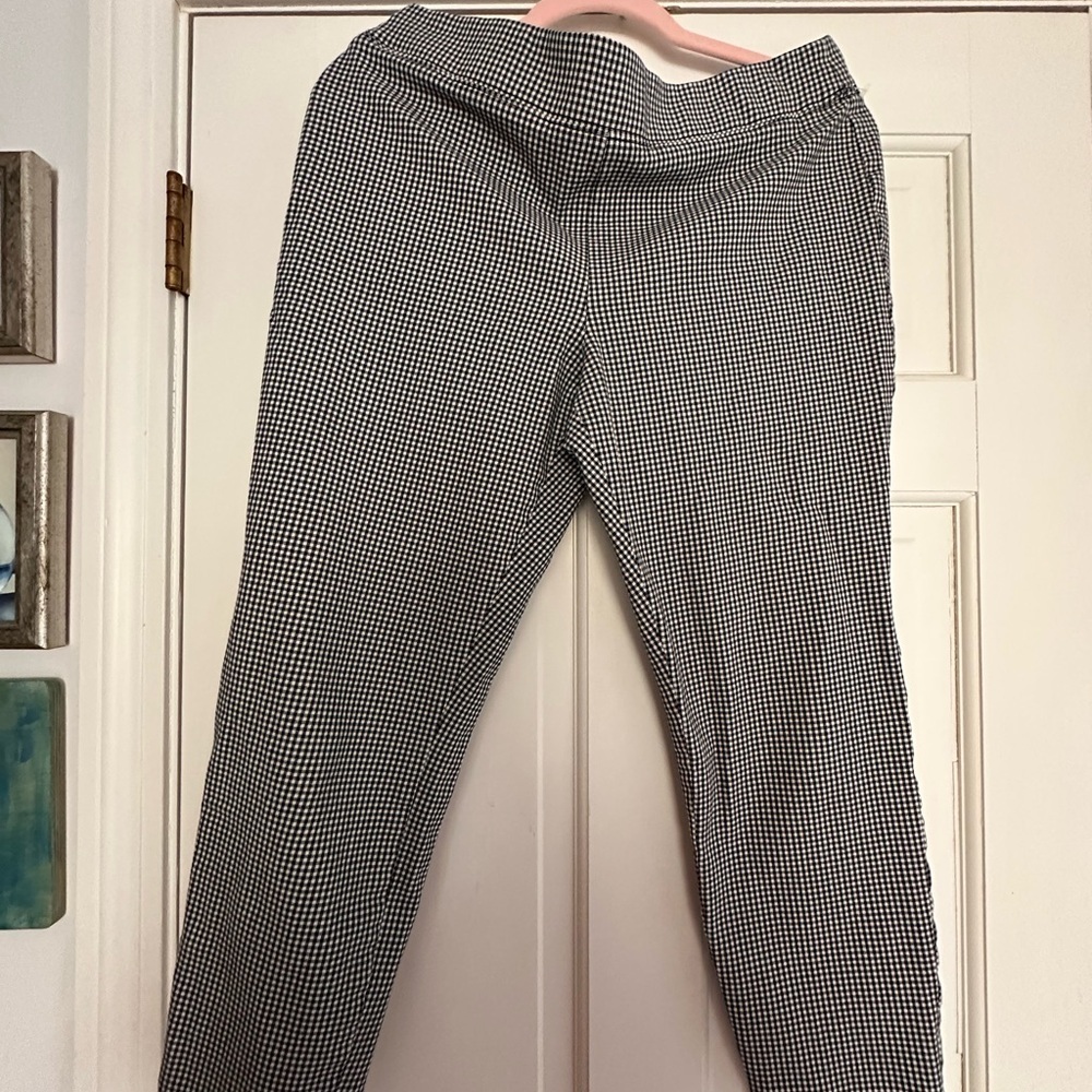 Talbots Monochrome Houndstooth Pants skinny ankle pull on waist